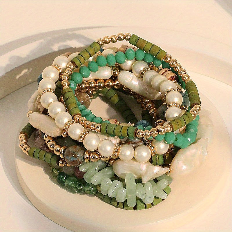 13-Piece Bohemian Handmade Beaded Stacked Bracelet Set