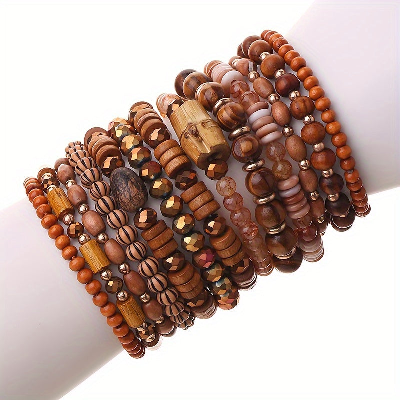 13-Piece Bohemian Handmade Beaded Stacked Bracelet Set