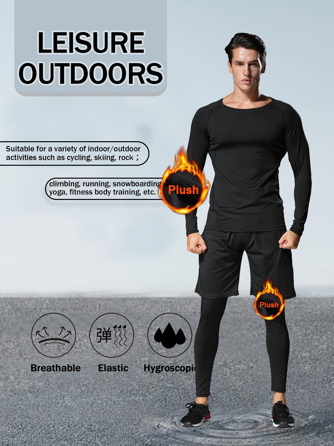 6pcs Men's Fleece-Lined Athletic Set