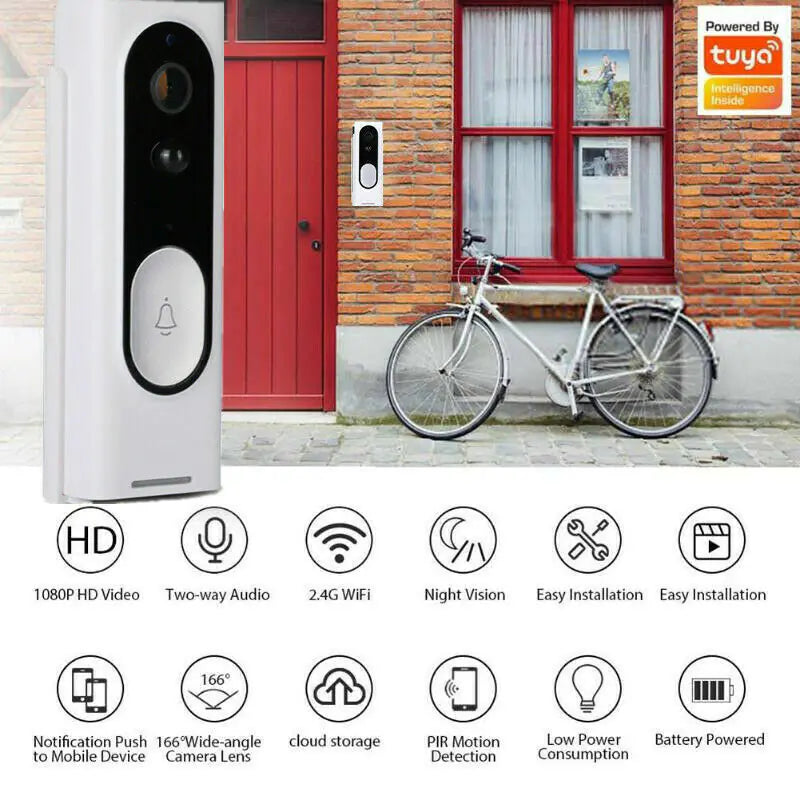 1080P HD Security Camera Wireless Door Bell Camera With Chime ( Wi-Fi)