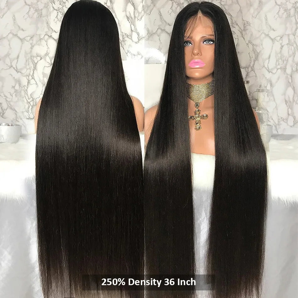 13x4 HD Transparent Bone Straight Lace Front Human Hair Wigs