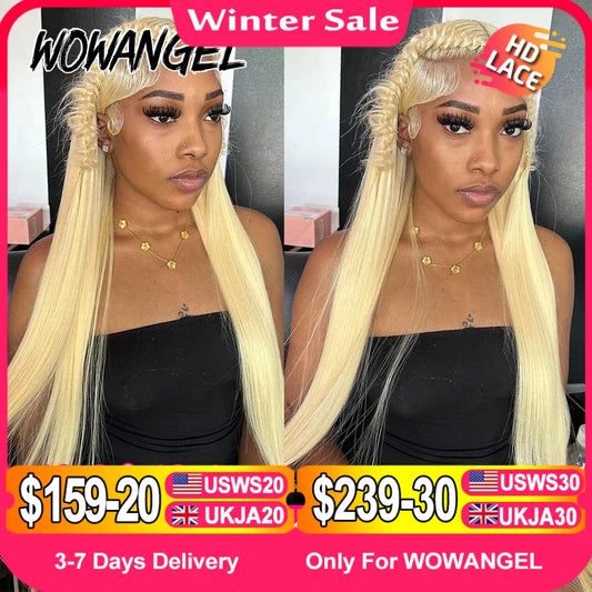 613 Blonde 13X6 HD Lace Full Frontal Wigs Straight Human Hair Wigs Pre Plucked