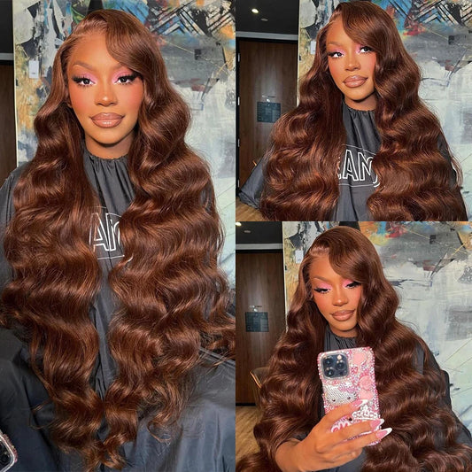 HD Chocolate Brown Body Wave Lace Front Wig