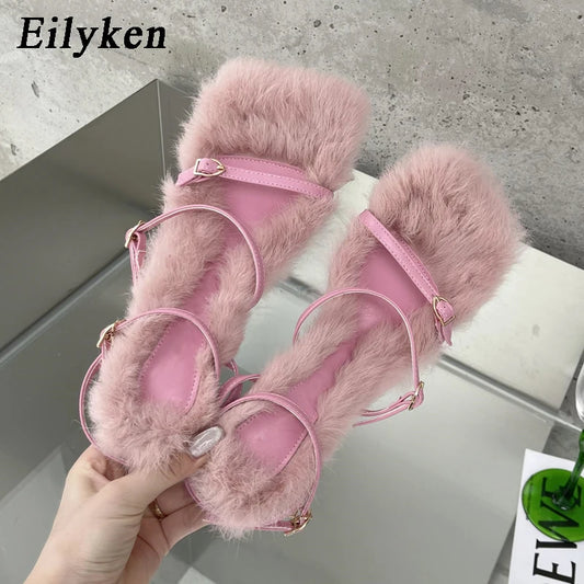 Plush Fur Fuzzy Heels