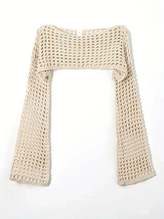 Crochet Knit Hollow Out Crop Top Pullover