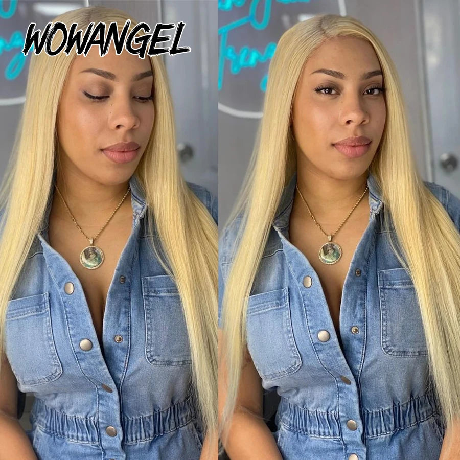 613 Blonde 13X6 HD Lace Full Frontal Wigs Straight Human Hair Wigs Pre Plucked