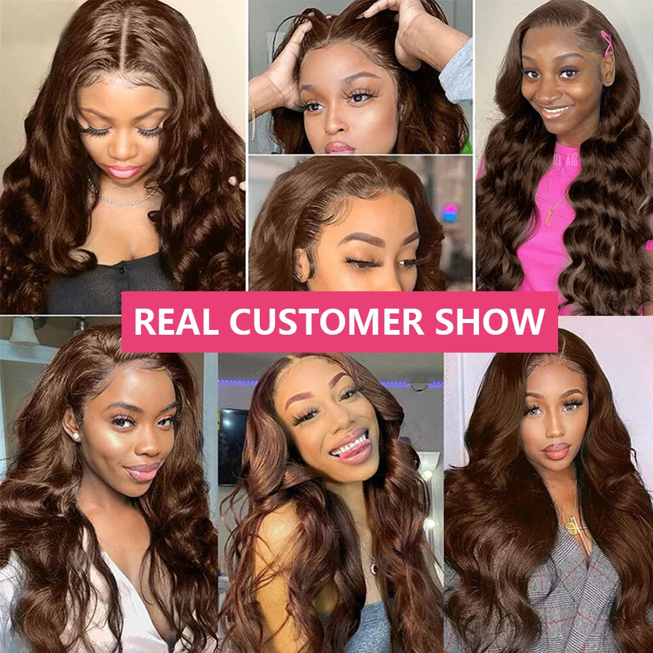 HD Chocolate Brown Body Wave Lace Front Wig