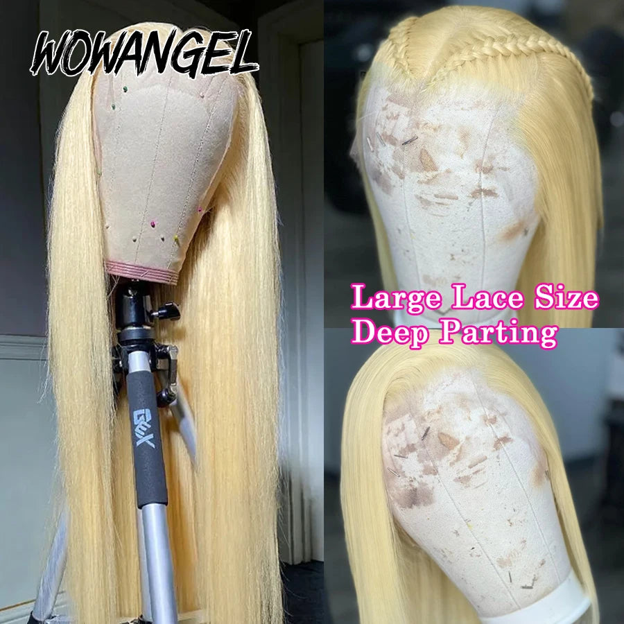 613 Blonde 13X6 HD Lace Full Frontal Wigs Straight Human Hair Wigs Pre Plucked