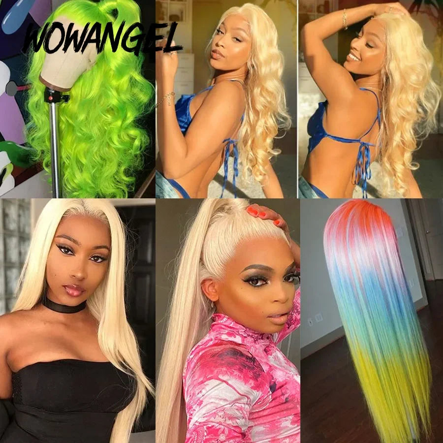 613 Blonde 13X6 HD Lace Full Frontal Wigs Straight Human Hair Wigs Pre Plucked