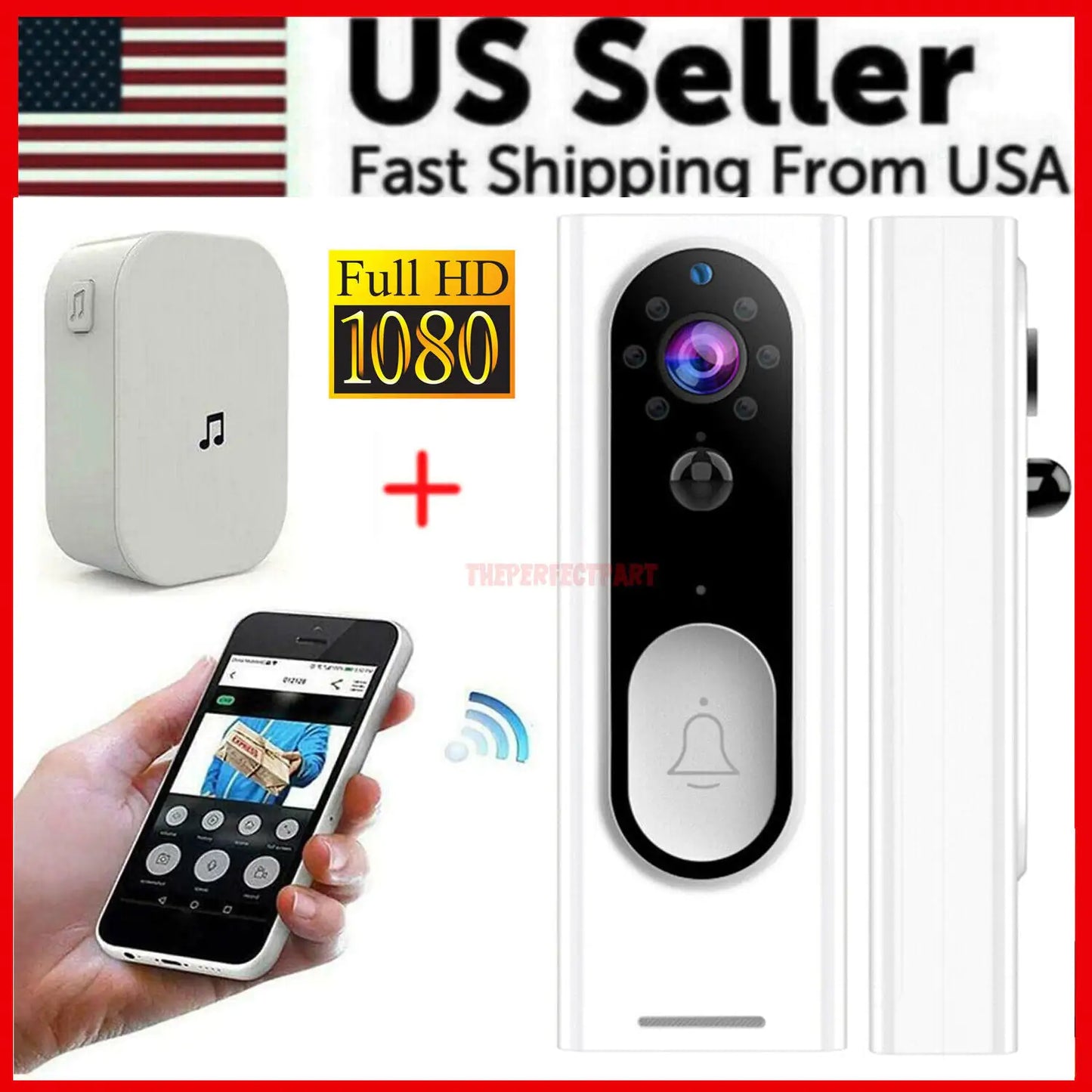 1080P HD Security Camera Wireless Door Bell Camera With Chime ( Wi-Fi)