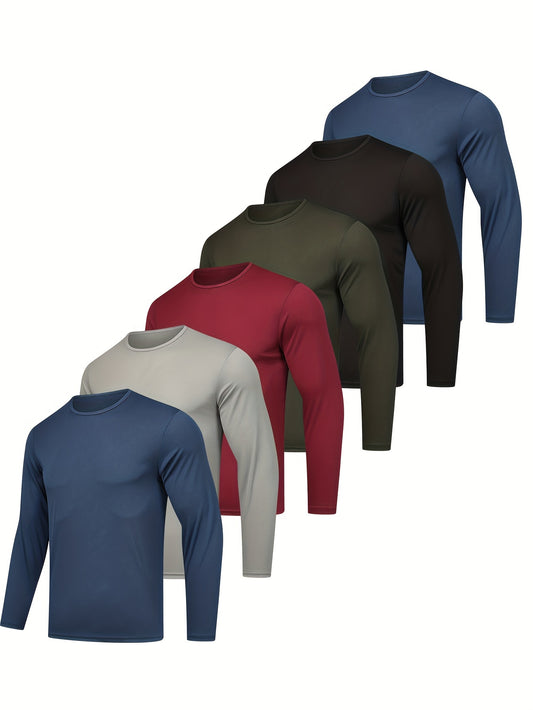 6pcs Moisture Wicking Long Sleeve Shirts for Men