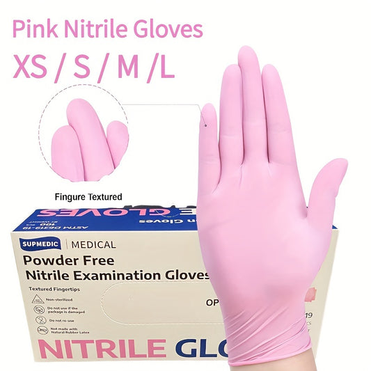 100 Pink Disposable Gloves Made Of Nitrile