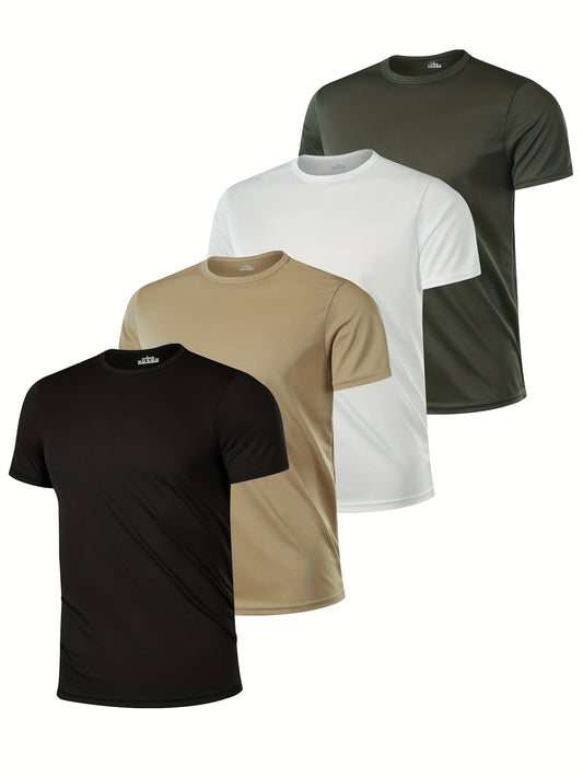 4pcs Men's Breathable Polyester T-Shirts