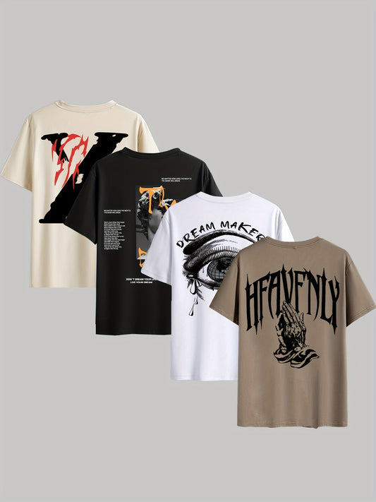 4pcs Men's Graphic Tees